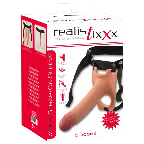Realistixxx Strap-on - dildo oco para prender (cor natural)