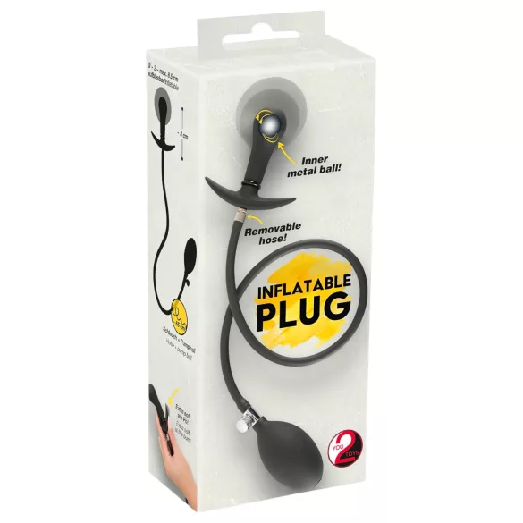 You2Toys - plug anal inflável com bolas - silicone preto