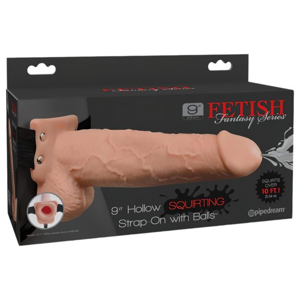 Fetiche Strap-On 9 - Dildo Oco com Jato (Natural), Ajustável