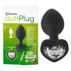 You2Toys - plug anal com pedra branca - metal preto