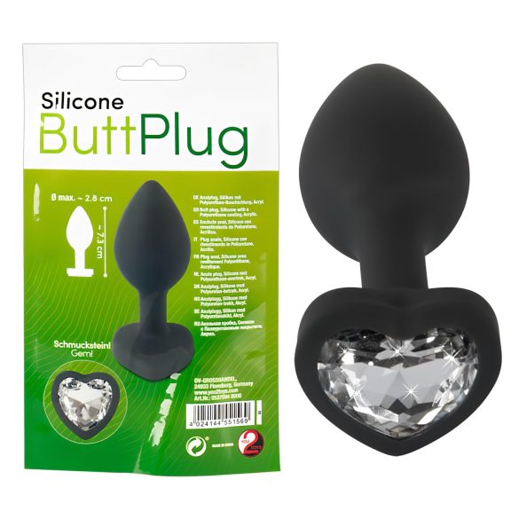 Plug Anal Jeweled You2Toys - Preto com Pedra Branca