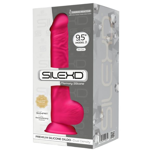 Silexd 9,5 - Dildo com ventosa e testículos - 24cm (rosa)