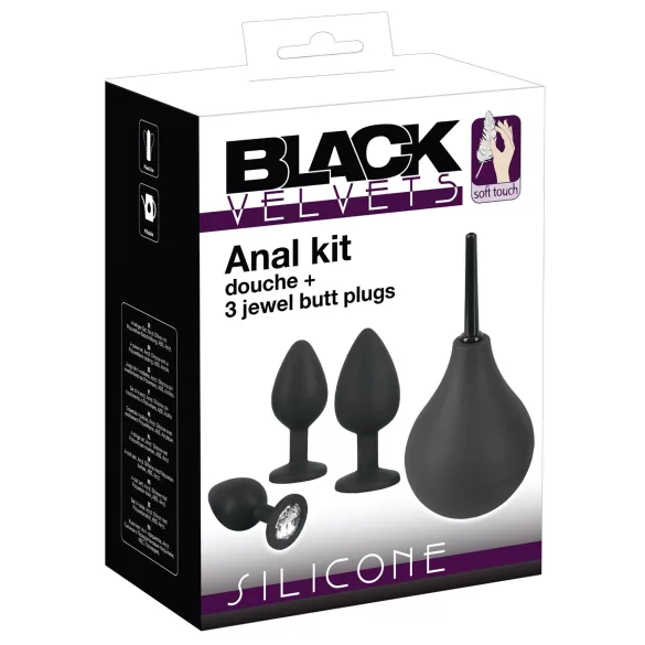 Black Velvets - plug anal kit 4 peças - silicone preto