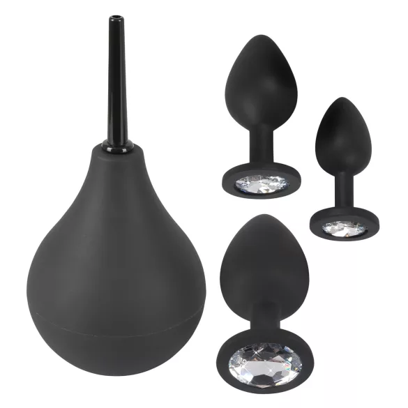 Black Velvets - plug anal kit 4 peças - silicone preto