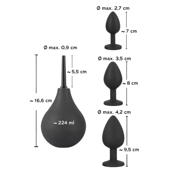 Black Velvets - plug anal kit 4 peças - silicone preto