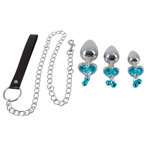 Conjunto You2Toys - Plugs Anáis com Coleira (prata)