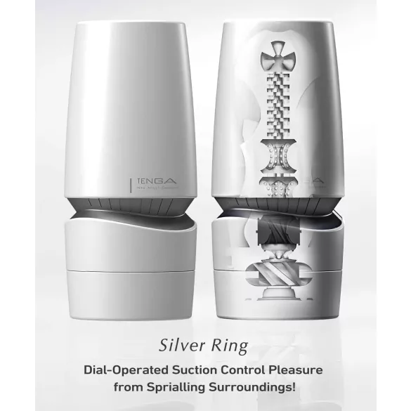 TENGA Aero - masturbador boca sucção forte - silicone branco-prata