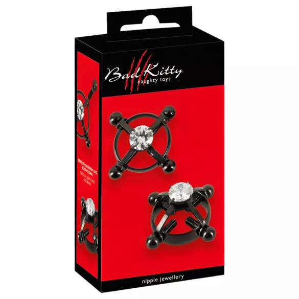 Bad Kitty - joia para mamilos com strass - preta