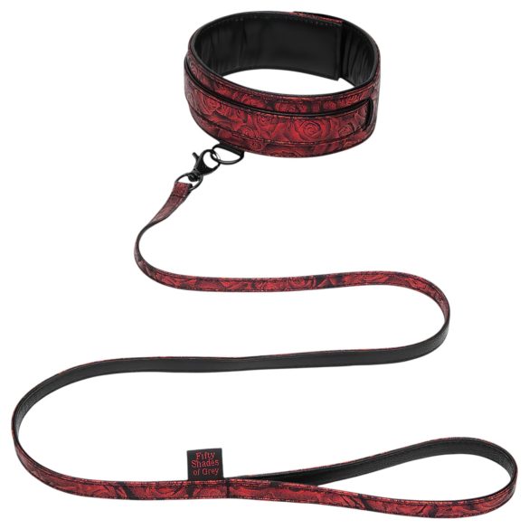 Cinquenta Tons de Cinza - Coleira e Guia (preto-vermelho)