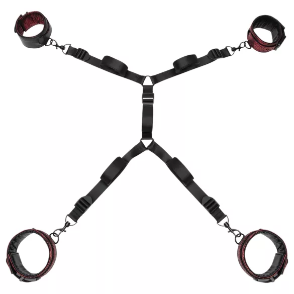 Fifty Shades of Grey - algemas de pulso e tornozelo - couro preto/vermelho