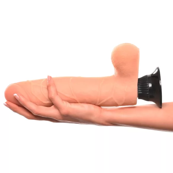 Real Feel Deluxe No.9 - vibrador realístico com escroto - cor natural