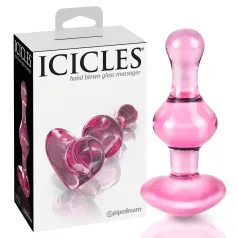   Icicles No. 75 - plug anal de vidro em forma de coração - rosa