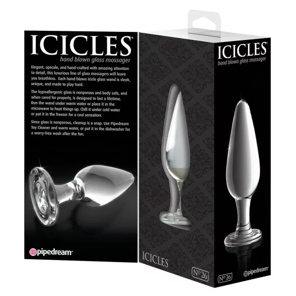 Icicles Nº 26 - plug anal cônico de vidro (transparente)