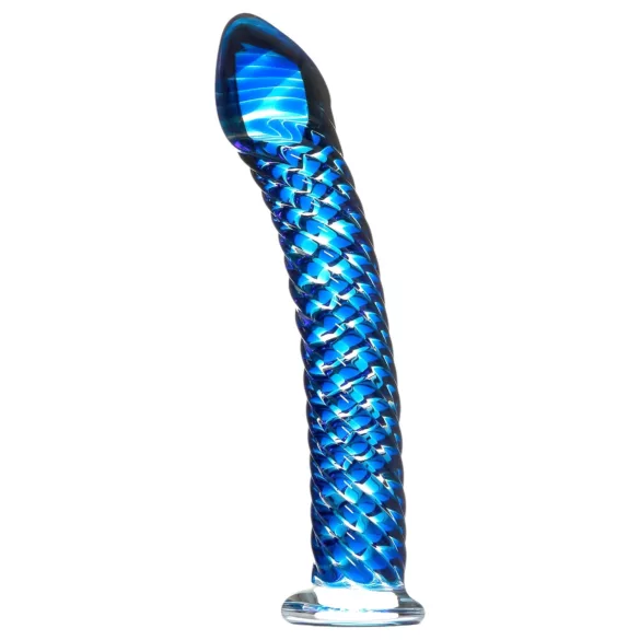 Icicles No. 29 - dildo de vidro espiral para pénis - azul