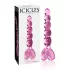 Icicles No. 43 - dildo de vidro com contas e coração - rosa