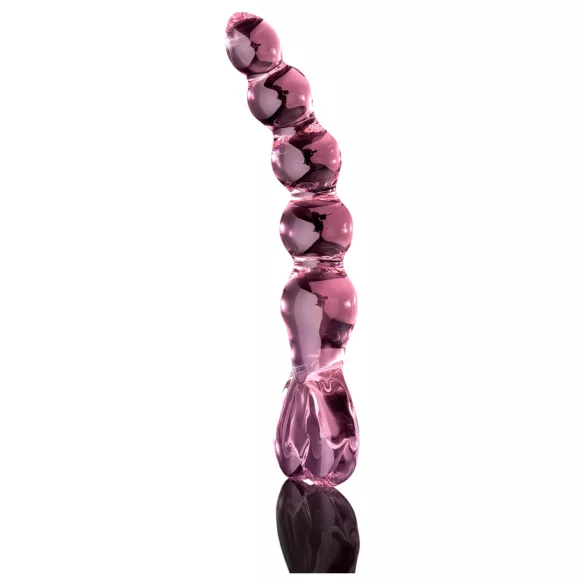 Icicles No. 43 - dildo de vidro com contas e coração - rosa
