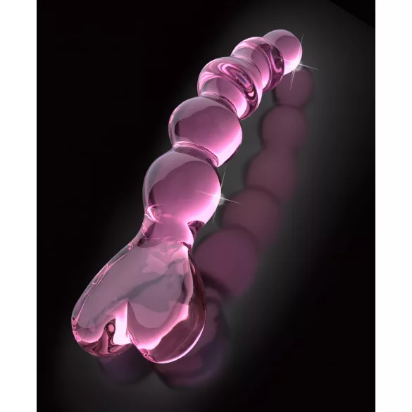 Icicles No. 43 - dildo de vidro com contas e coração - rosa