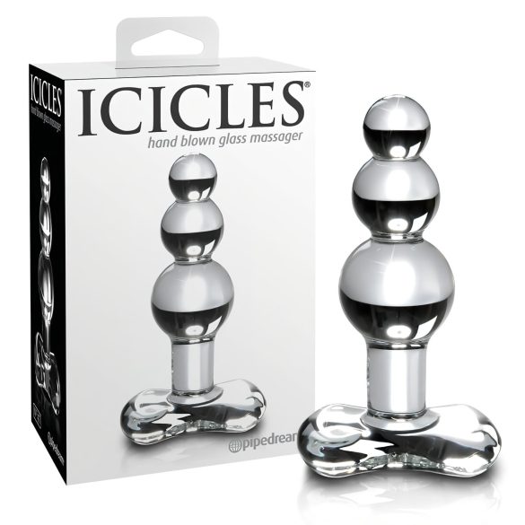 Icicles Nº 47 - Plug Anal de Vidro com Três Pérolas (Transparente)