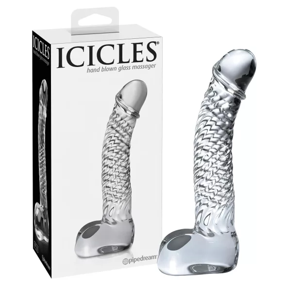 Icicles No. 61 - dildo de vidro com testículos e pênis - transparente