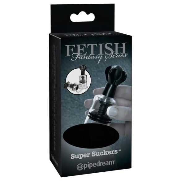Fetish Super Suckers - bomba de sucção para mamilos (preto-transparente)