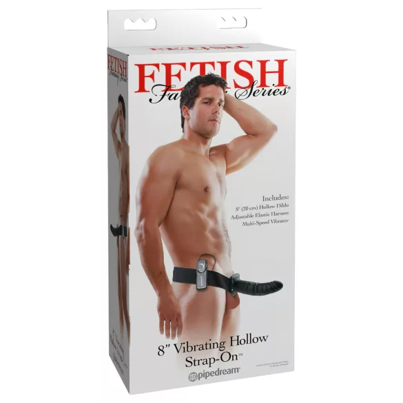 Pipedream Fetish Strap-On 8 - arnês com vibrador oco, ajustável (preto)