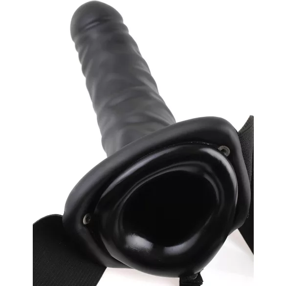 Pipedream Fetish Strap-On 8 - arnês com vibrador oco, ajustável (preto)