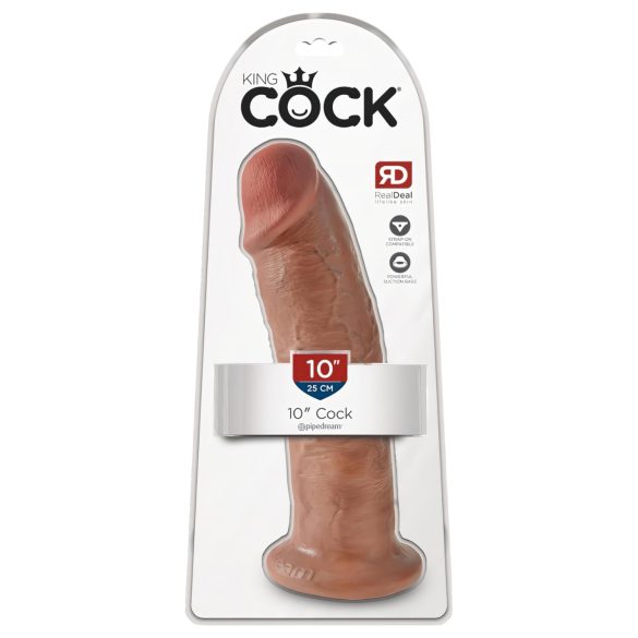 King Cock 10 - grande dildo com ventosa (25cm) - tonalidade escura natural
