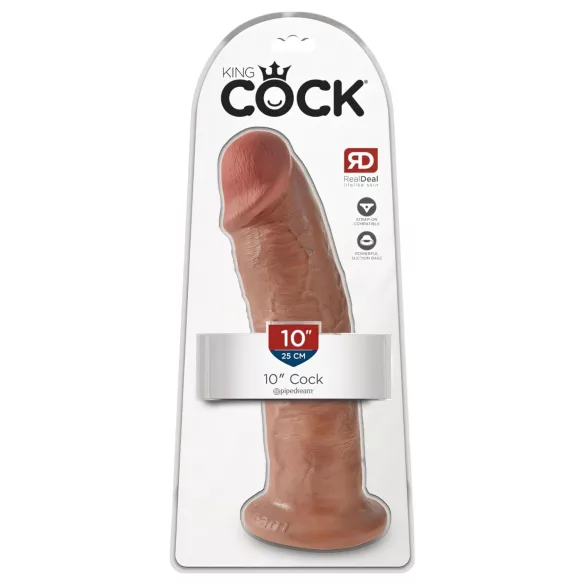 King Cock 10 - dildo grande com ventosa (25 cm) - natural escuro