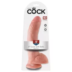  King Cock - dildo realístico com ventosa e escroto - 23cm - cor natural