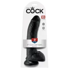  King Cock - dildo realístico com ventosa e escroto 23cm - preto