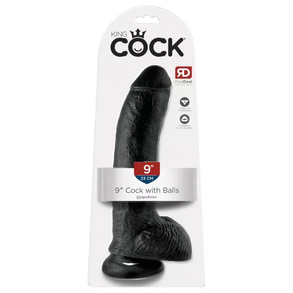 King Cock - dildo realístico com ventosa e escroto 23cm - preto