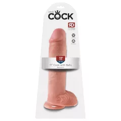 King Cock - dildo com ventosa e escroto - 28cm - cor natural