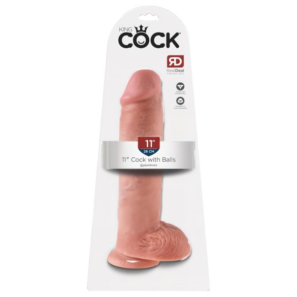 King Cock 11 - Dildo com ventosa e testículos (28cm) - natural