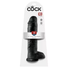 King Cock 11 - dildo com ventosa e escroto 28cm - preto