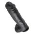 King Cock 11 - Dildo preto c/ ventosa e testículos (28cm)