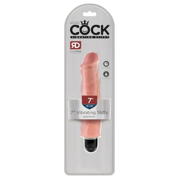 King Cock 7 Stiffy - Vibrador realista à prova d'água (18cm) - Natural