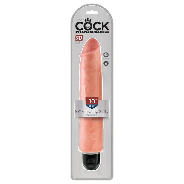 King Cock 10 Stiffy - vibrador realista e à prova d'água (25cm) - natural