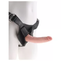King Cock - dildo com arnês - 18cm - preto