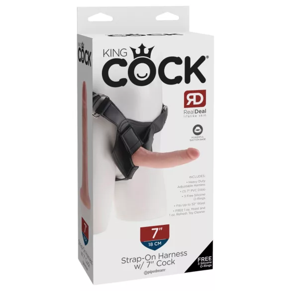 King Cock - dildo com arnês - 18cm - preto