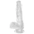 King Cock Clear 6 - dildo com ventosa e escroto - transparente 15cm
