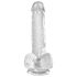 King Cock Clear 6 - dildo pequeno com ventosa e testículos (15cm)