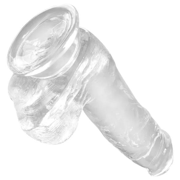 King Cock Clear 6 - dildo com ventosa e escroto - transparente 15cm