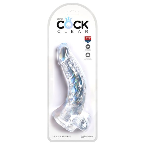 King Cock Clear 7,5 - Dildo com ventosa e escroto (19cm)