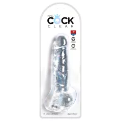King Cock Clear 8 - dildo com ventosa e escroto - 20cm