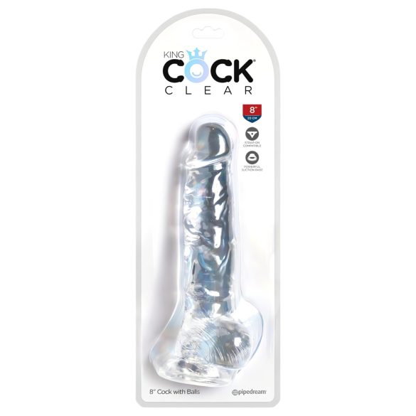 King Cock Clear 8 - Dildo de 20cm com Ventosa e Testículos