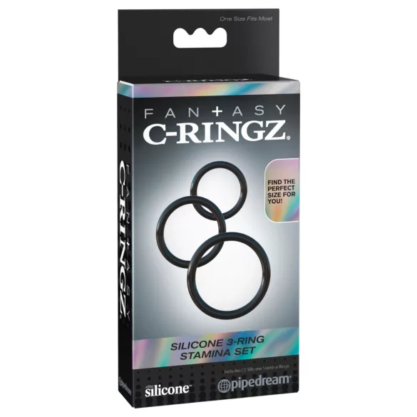 Fantasy C-Ringz - anel peniano triplo - silicone preto