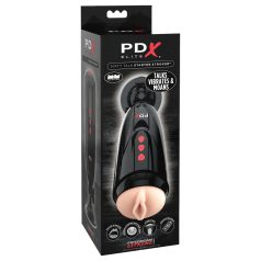   PDX Elite Dirty Talk - masturbador vibratório com vagina artificial (preto)