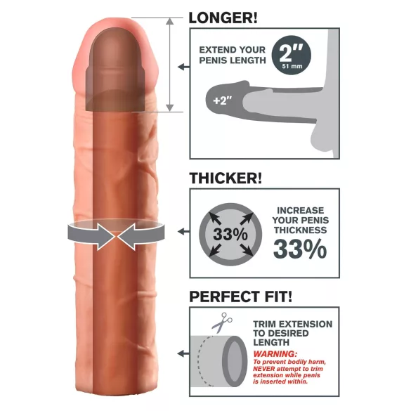 Pipedream - X-TENSION Perfect 2 - capa de pénis realística (20,3 cm, natural)