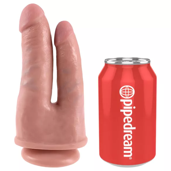 King Cock - dupla penetração dildo realístico - silicone cor natural
