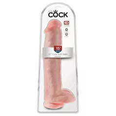   King Cock 15 - dildo com ventosa e com testículos (38 cm, cor natural)
